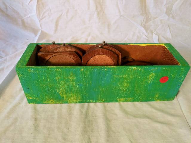 Wood box of coasters
