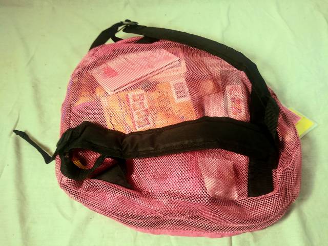 Kids mesh backpack with toys
