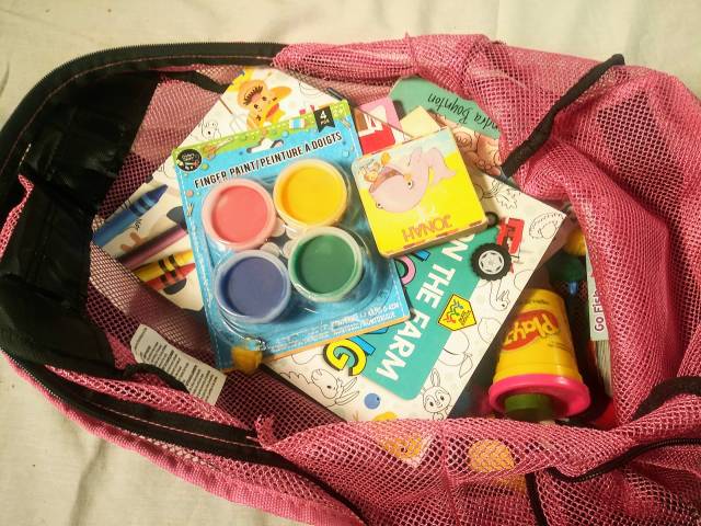 Kids mesh backpack with toys