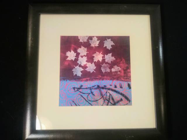 Maple leaves painting glass framed