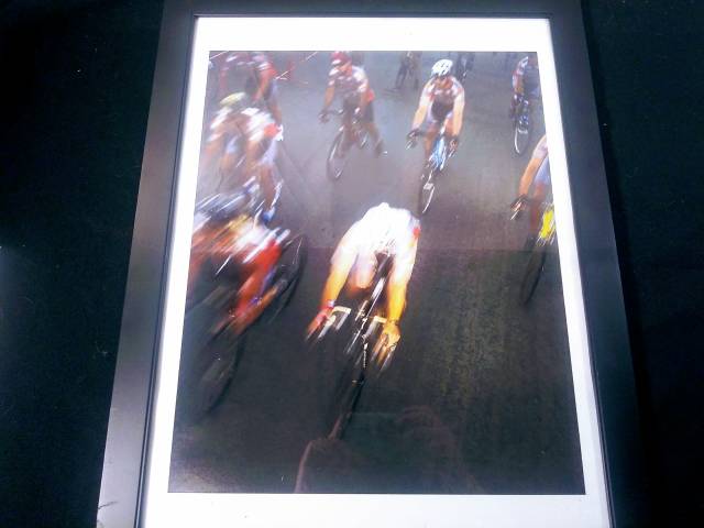 Biker photo framed under glass